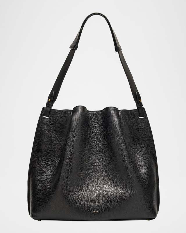Ava Ruched Leather Bucket Bag